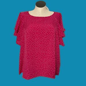 SHEIN Pink Flutter Sleeve Blouse